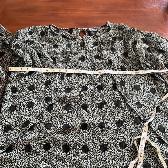 LaFemme 2X Sheer Crinkle Chiffon Print Blouse Batwing Vintage - Picture 7 of 8